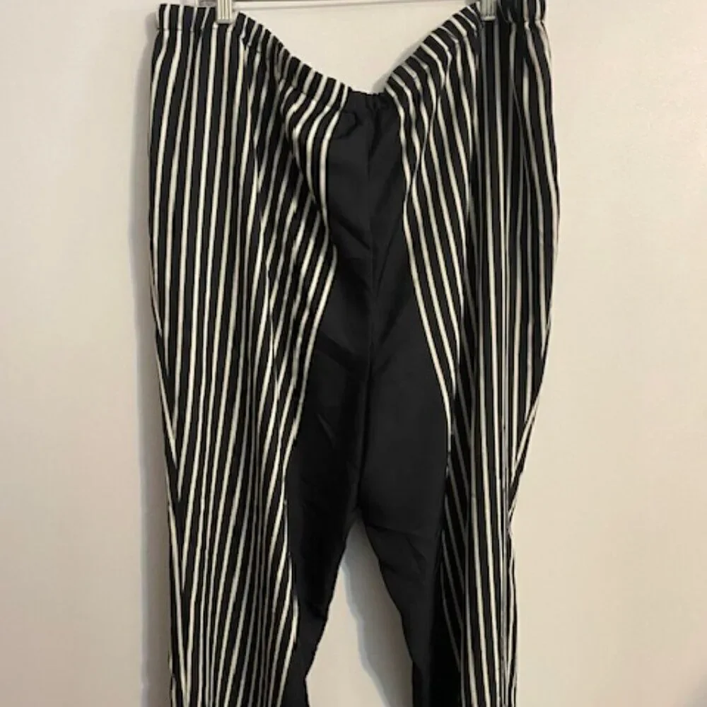 H & M Black/White stripe drawstring wide leg pants, size XXL - Picture 3 of 4